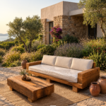 Rustic timber sofa